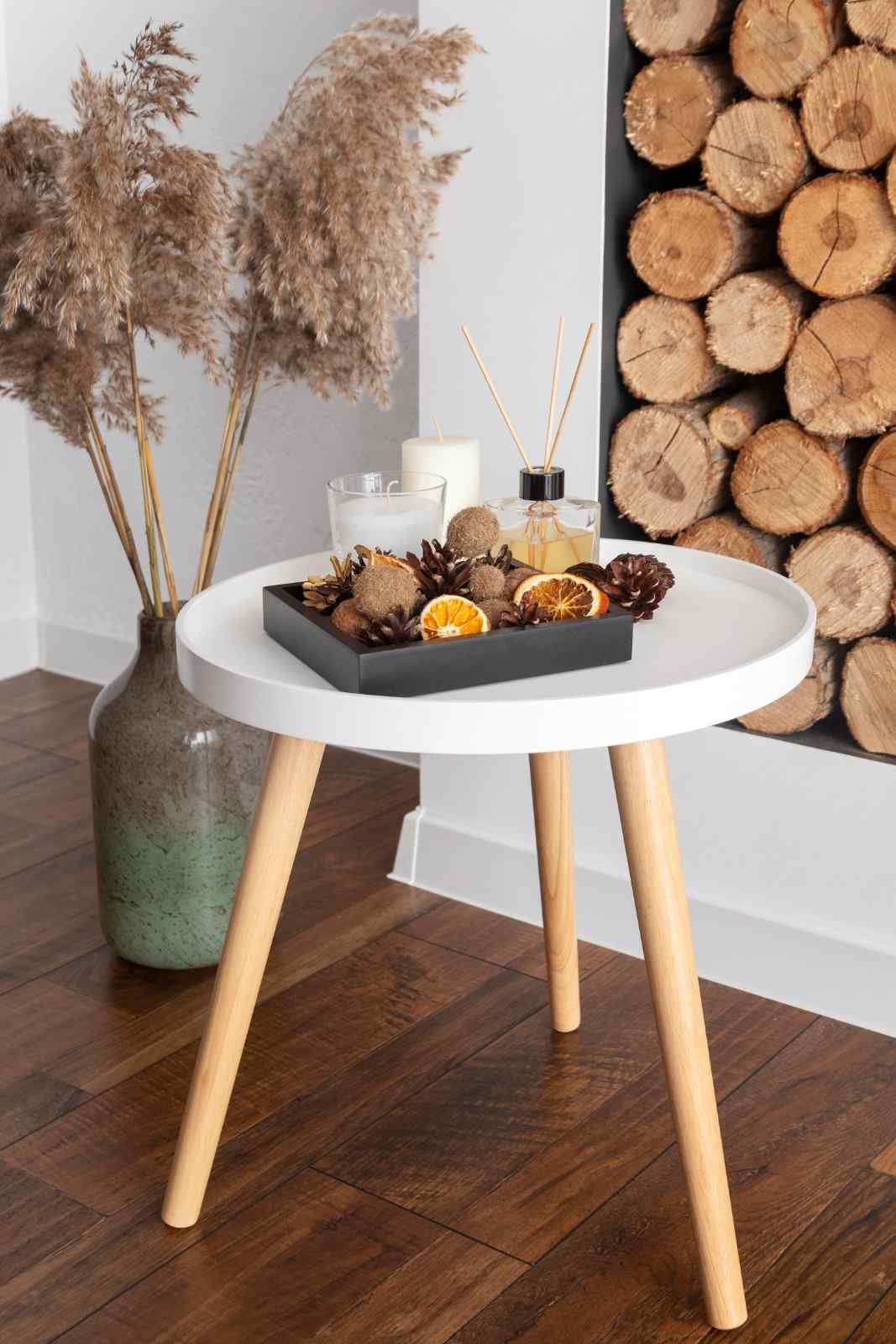 Alpine Minimalist White Tray-Top Side Table