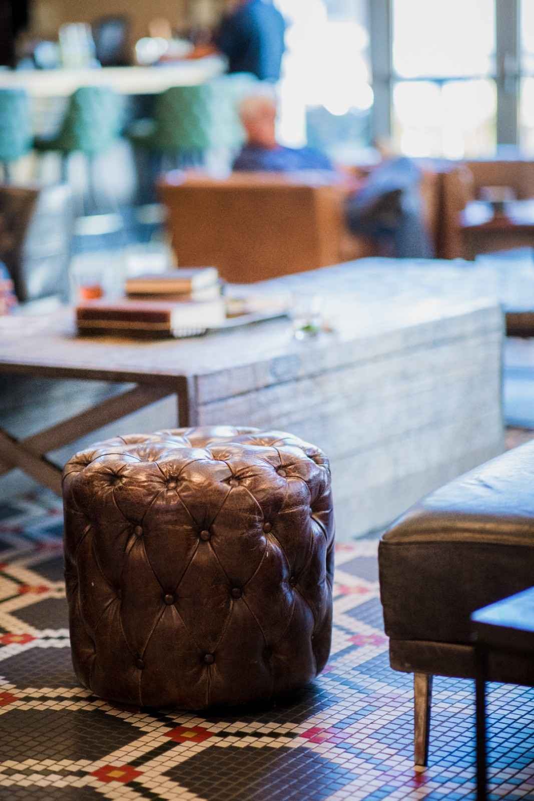 Heritage Deep-Buttoned Chesterfield Leather Pouf