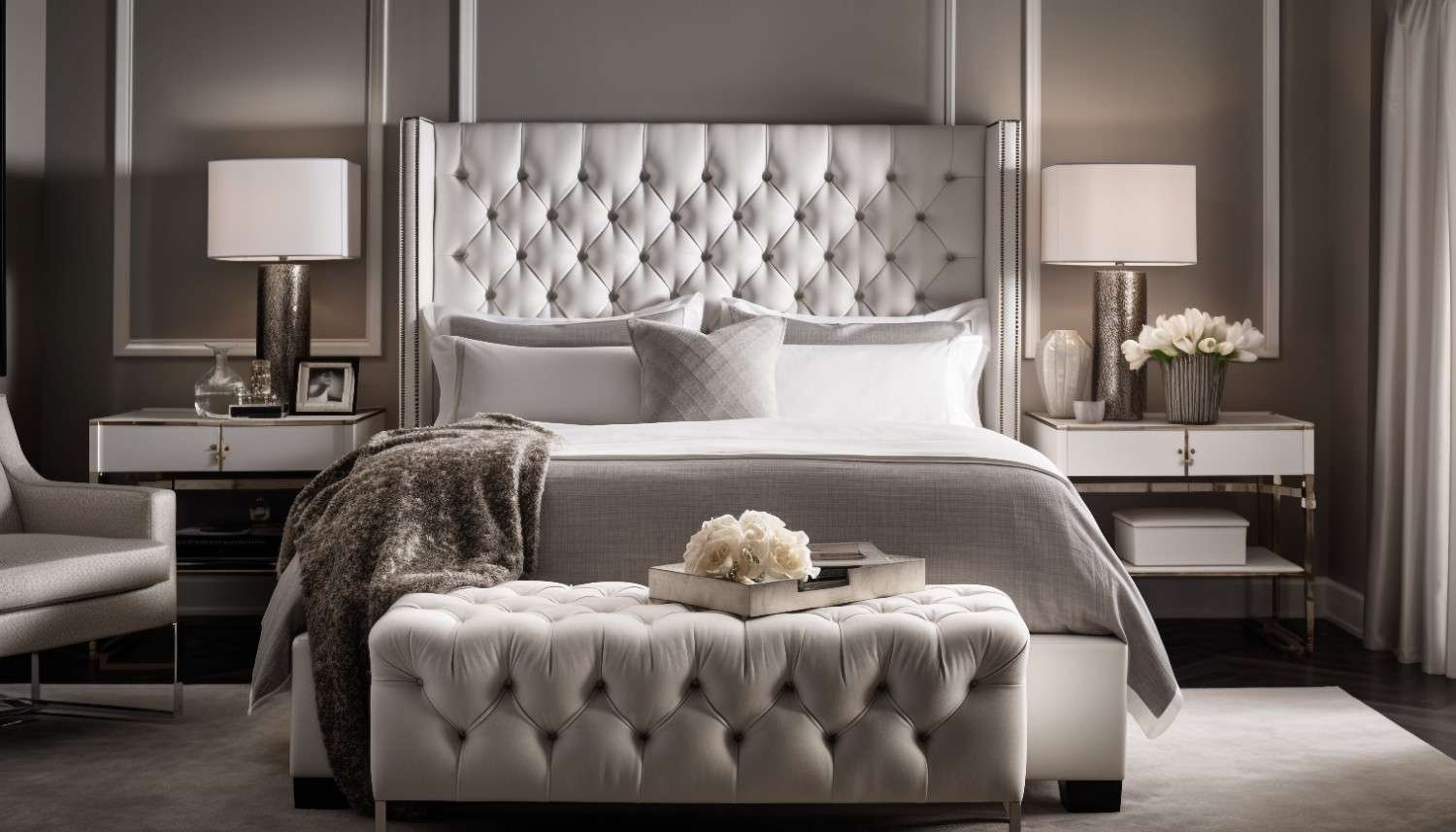 Royale Wingback Tufted King Bed with Studded Detail